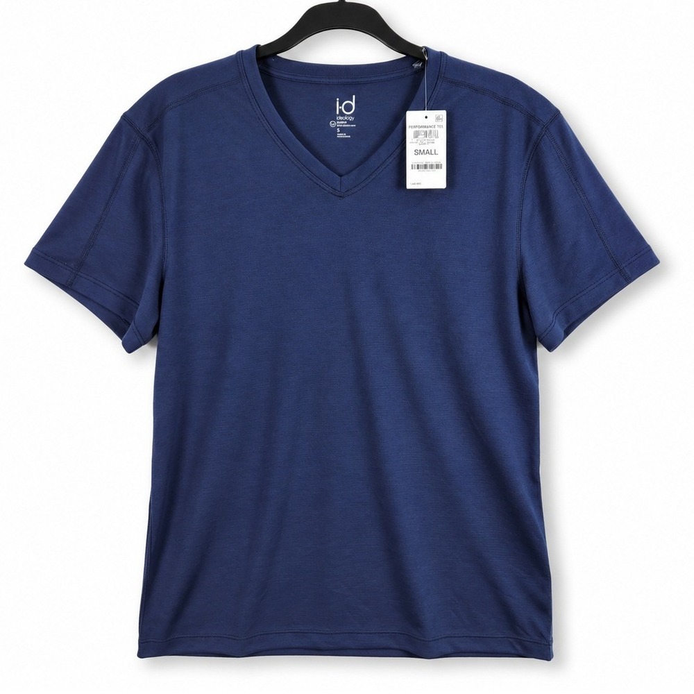 Ideology Performance Tee Mens Small Indigo Sea V-Neck RapiDry Activewear Outdoor